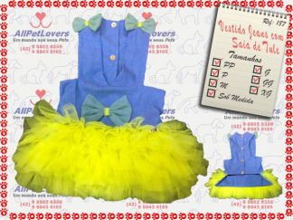 Vestido Jeans com Saia de Tule